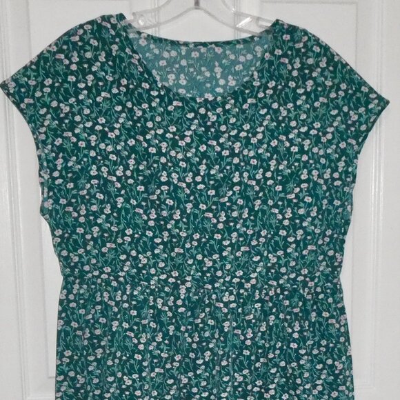 BRAND NEW NWOT TEMU OR SHEIN PRETTY GREEN/PINK FLORAL FLOWERS DRESS -SIZE MEDIUM - Picture 1 of 2